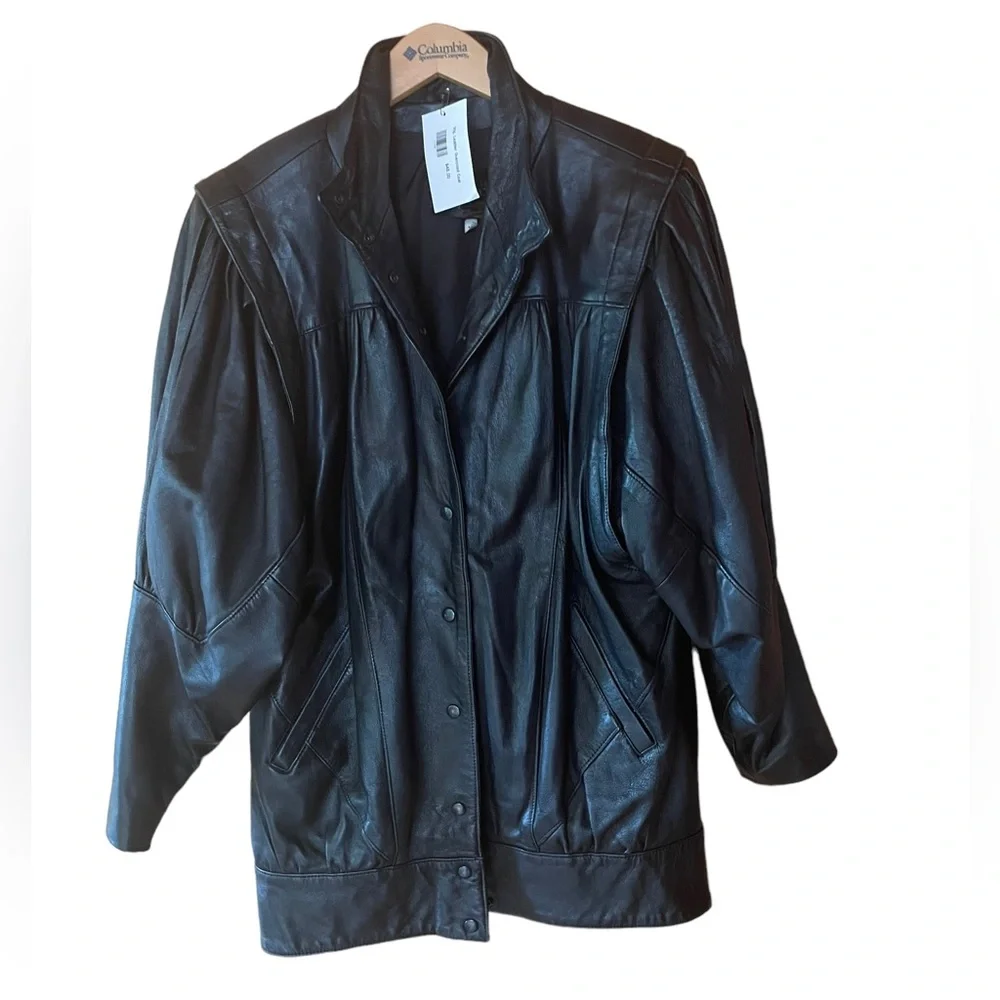 Vintage Ribak Leather Snap‎ Down Coat